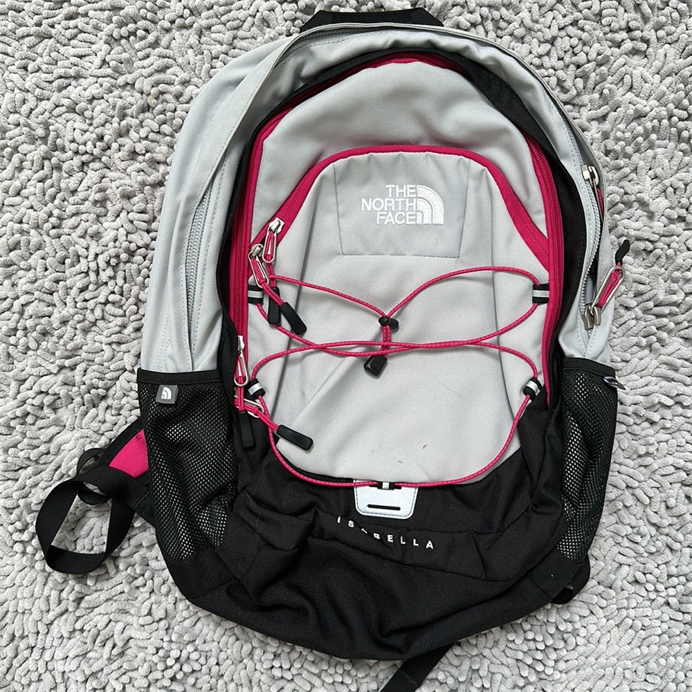 Gray/pink northface Isabella backpack